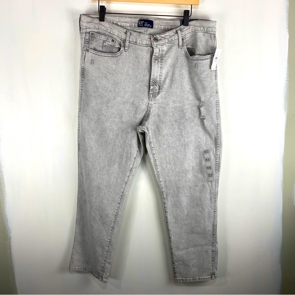 Gap Stretch High Rise Vintage Slim Straight Leg Denim Jeans 16/33‎ Regular NWT